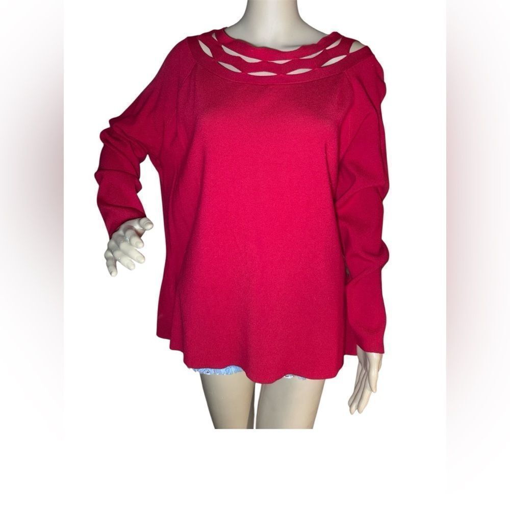 Lane Bryant Red zigzag cutout collar. Neck Sweatshirt Soft
